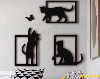 Playing Cats Wall Decor Figurine 3D Printing - Blender Modeling - BambuLab - Limited Edition Collectible Decorative Art, Only Few Left