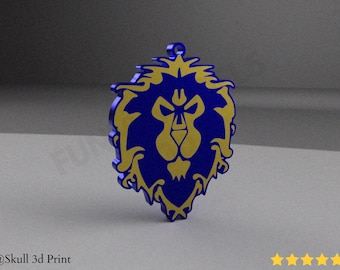World Of Warcraft Alliance Keychain Logo Accessory 3D Printing - Blender Modeling - BambuLab - Limited Edition Collectible, Only Few Left