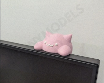 Bongo Cat Monitor Mount, Cute Webcam Kitty Buddy - 3D Printing - Blender Modeling - BambuLab - Limited Edition, Only a Few Left