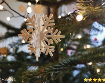 Christmas Snowflake, Winter Holiday Tree Decor, Hanging Art - 3D Printing - Blender Modeling - BambuLab - Limited Edition, Only a Few Left