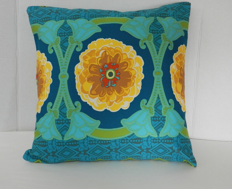Turquoise Gold Blue Throw Pillow Cover Anna Maria Horner Etsy