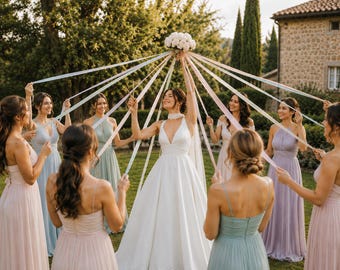 Kit para cortar la cinta del ramo de novia / Juego de tirar del ramo nupcial, cintas de 3 metros