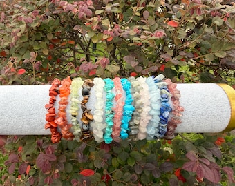 Pulsera de cristales naturales hecha a mano: joyas de piedras preciosas para energía curativa, equilibrio y un regalo bohemio de Reiki.