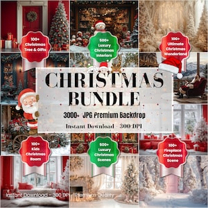 3000+ Christmas Backdrops Mega Bundle | Festive Digital Backgrounds | Cozy & Luxury Holiday Wonderland Scenes