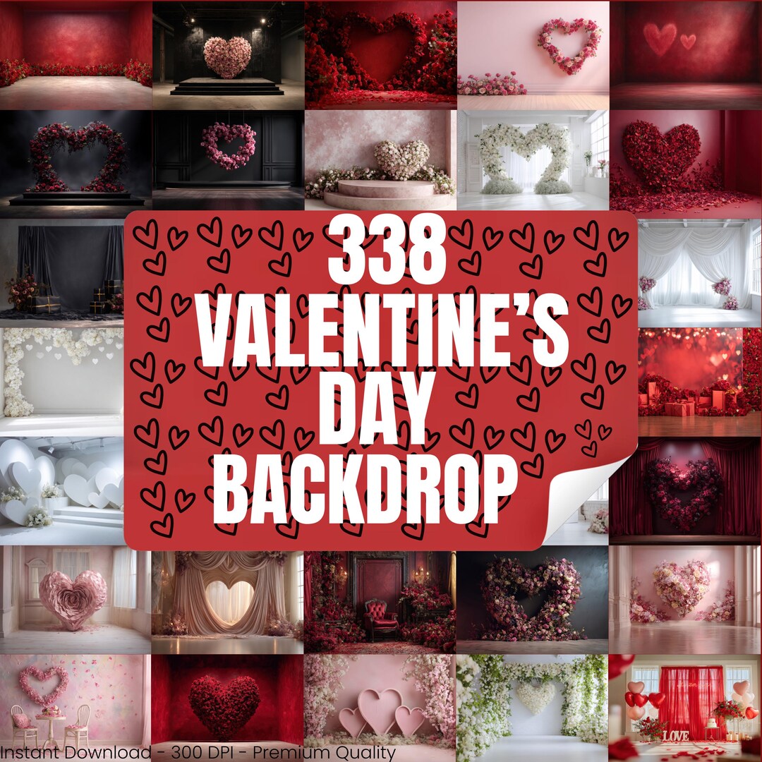 Valentines Day Backdrop | Romantic Heart Floral Background | Love ...