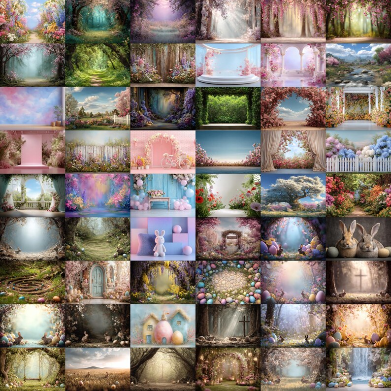 600+ Spring Easter Photography Backdrops, Floral Garden Scenes (digital ...