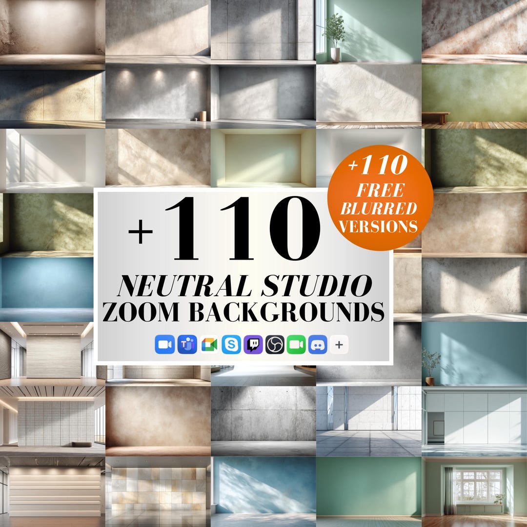 Neutral Studio Zoom Backgrounds, Modern Office Backdrop (digital ...