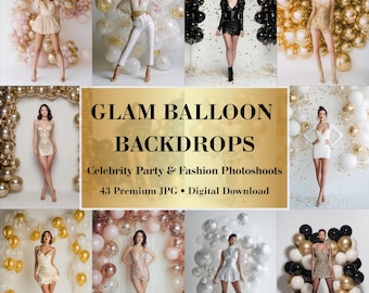 Goud-zwarte ballonachtergrond, feestfotografie (digitale download)