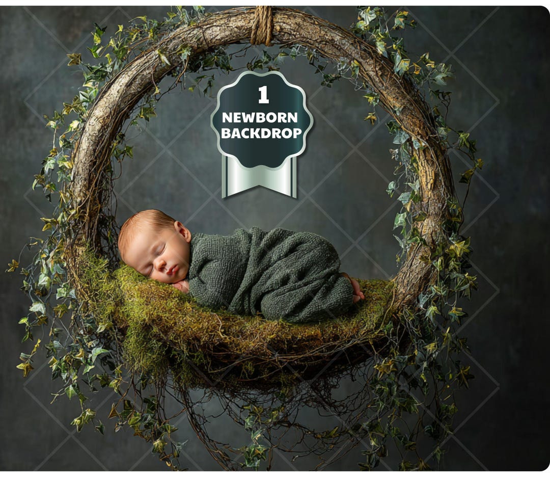 Forest Newborn Backdrop | Ivy Swing, Moss Bed (digital Download) - Etsy