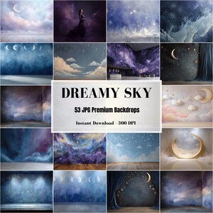 Celestial Photography Backdrop: Moon, Stars, Galaxy (Digital Download)