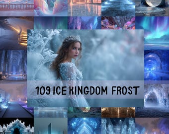 Digitale achtergrond Ice Kingdom, Frost Fantasy-fotografieachtergrond