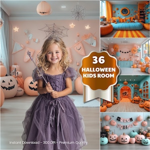 Digitale Halloween-achtergronden – Achtergrondbundel pompoen en spook voor baby- en kinderfotoshoots