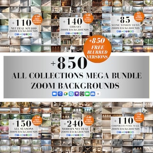 Mega Bundle de fondos para Zoom: más de 850 vistas modernas, de biblioteca y panorámicas (descarga digital)