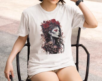 Gothic Rose Skull T-Shirt - Unisex T-Shirt mit dunkler Ästhetik