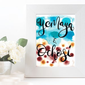 Yemaya and Ochosi - Original Art PRINT - Orisha - Yoruba - Isese - Lukumi -Orisa ART