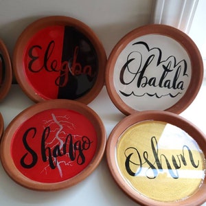 Medium Orisha Adimu Offering Terracotta Set of 6 Dishes Egun, Elegba, Obatala, Yemaya, Shango, Oshun 6 inches image 2