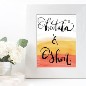 Obatala and Oshun  - Original Art PRINT - Orisha - Yoruba - Isese - Lukumi -Orisa ART
