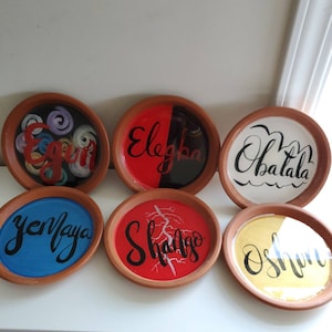 Medium Orisha Adimu Offering Terracotta Set of 6 Dishes- Egun, Elegba, Obatala, Yemaya, Shango, Oshun  (6 inches)