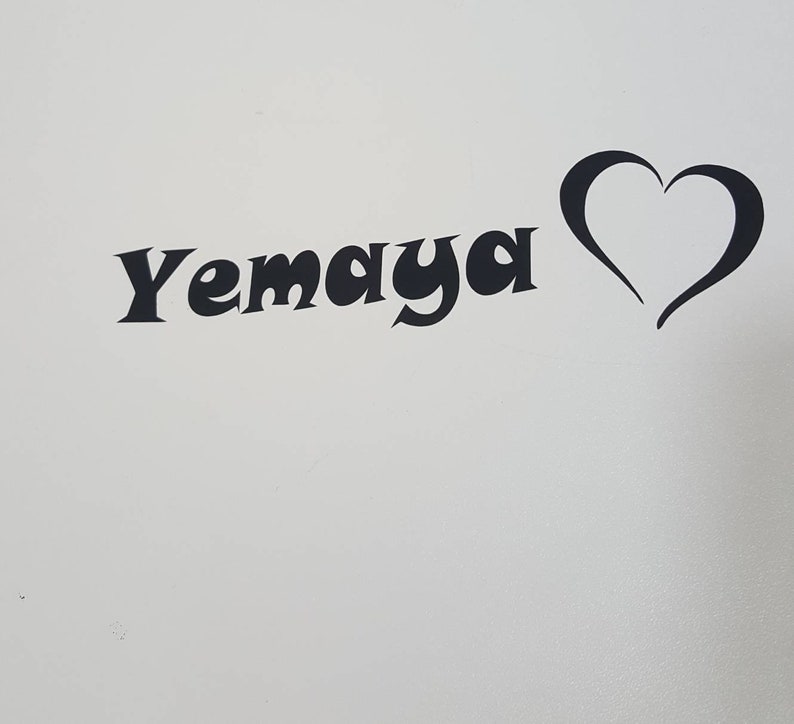 Yemaya Loves heart Me Black Vinyl or White Decal Sticker image 2