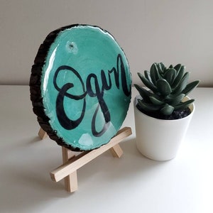 Ogun - Wood Decoration - Wall Hanging - Orisha - Brush Lettering -