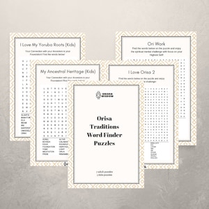 Orisha Traditions Word Finder Puzzles Printable - Orisa - Yoruba - Lukumi