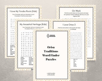 Orisha Traditions Word Finder Puzzles Printable - Orisa - Yoruba - Lukumi