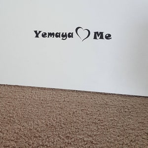 Yemaya Loves heart Me Black Vinyl or White Decal Sticker image 3