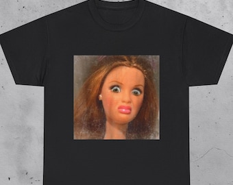 Funny Doll Face T-Shirt with Judging Expression, Meme Aesthetic Tee, WTF Look Shirt, Sarcastic Doll Humor Graphic, Trending Gift