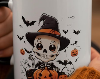 Halloween Skeleton Mug – Spooky Pumpkin Coffee Cup