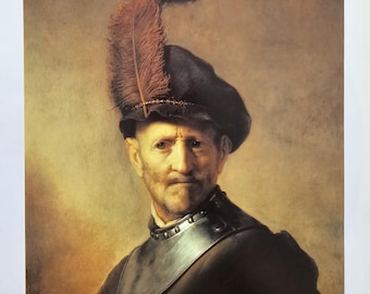 Rembrandt An Old Man In Military Costume Art Print Book Illustration Dutch Master Portrait