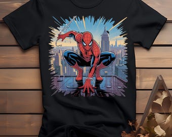 Grafisk t-shirt med action-superhjältemotiv | T-shirtdesign för barn med seriefigurer | Digital nedladdning i PNG