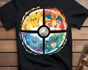 Action Anime T Shirt PNG | Kids Anime Cartoon Characters Shirt Sublimation Design | Digital Download PNG