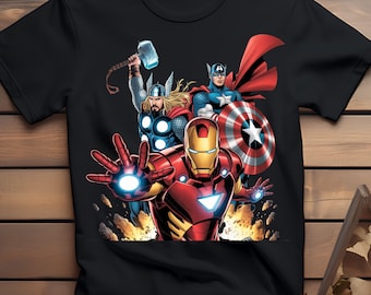 Epic Superhero Trio Comic-Style T-Shirt Design | Comic Superheroes T shirt PNG | Digital Download Sublimation