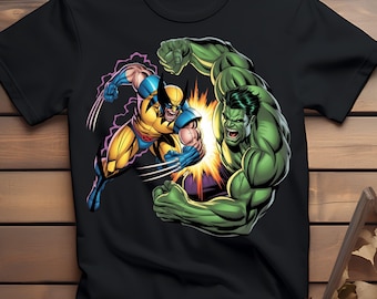 Episch komisch T-shirtontwerp superheldengevecht | Grafische superheldenafbeeldingen | Digitale download png-sublimatie