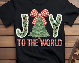 Joy to the World kerst-T-shirt, png PNGEgg | Feestelijk grafisch kerstshirt vrolijk kerstfeest | Leuk kerstcadeau (digitale download, png-bestand)