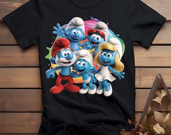 T-shirt blauwe stripfiguren PNG: sublimatieontwerp voor kinderen (digitale download)
