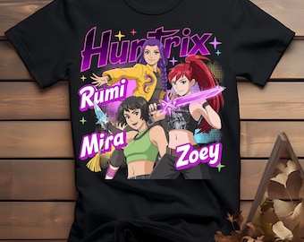 Kpop Huntrix Anime Girls T-Shirt Design | Magical Warrior Action Anime Lovers T shirt | Digital Download PNG