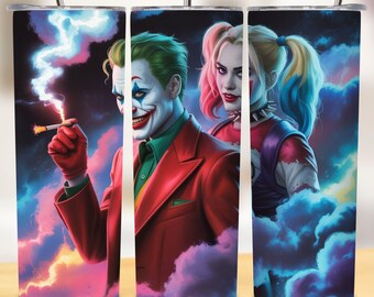 Joker en Harley Quinn Tumbler Wrap, PNG | Schurk koppel 20oz wrap sublimatieontwerp | (digitale download, png-bestand)