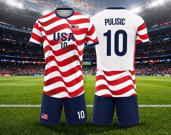Camiseta de fútbol personalizada de EE. UU. 2026, roja, blanca y azul, camiseta americana con nombre y número personalizados, uniforme de fútbol patriótico para adultos, jóvenes y niños.