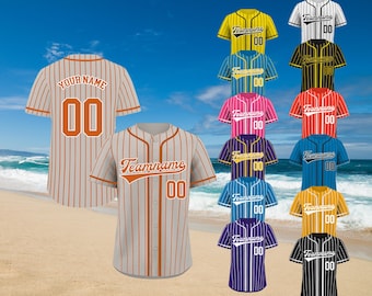 Custom Pinstripe Baseball Jersey , Custom Team Name Number Logo shirts for Men Women Youth Kid, Personalized Sand Orange Jerseys
