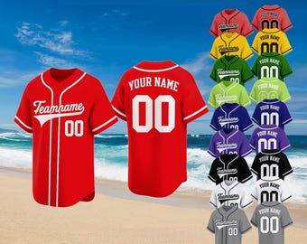 Custom Red  Baseball Jersey for Men Women Youth Kid, Personalized Team Name And Number Printed Uniform, Gifts for Baseball Fans
