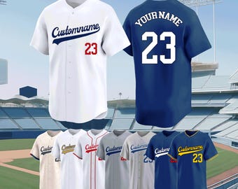Custom Baseball Jersey with Team Name Number logo ,Customizable Sports Uniform ,Multiple Colors Styles, Gift for Baseball fans of all ages.