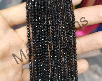 Black spinel Necklace 2mm Faceted Beads, Minimalist Gemstone Choker, Dainty Layering Jewelry, Handmade Gift for Her