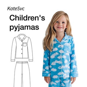 Mönster till barnpyjamas med krage/Steg-för-steg-instruktioner/Enkelt mönster/PDF-format/Storlekar 80-86, 98-104