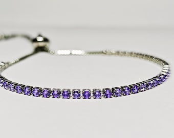 Pulsera de tenis ajustable de tanzanita / Pulsera minimalista de piedras preciosas / Pulsera elegante y lujosa / Joyería clásica única / El mejor regalo para ella