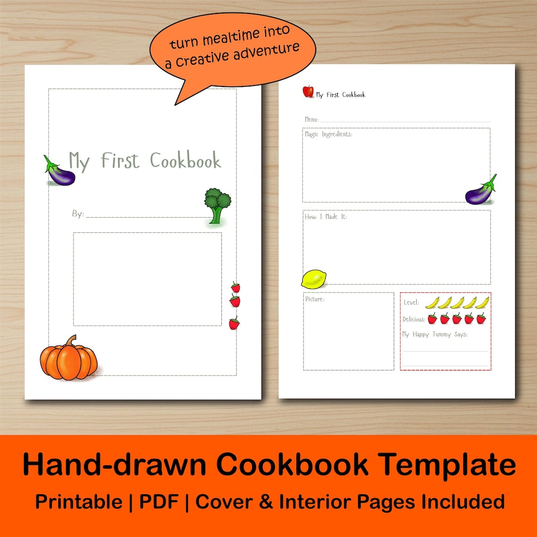 Kids Cookbook Layout Kids Cookbook Template – Picky Eater Healthy Eating Tracker- Cooking ...