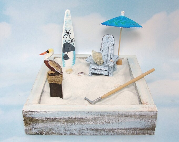 Miniature Zen Beach Garden Kit Crackle Paint Adirondack Chair Etsy