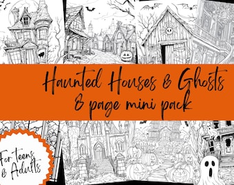 Haunted House Coloring Pages | Spooky Halloween Printable, Teens & Adults (Digital Download)