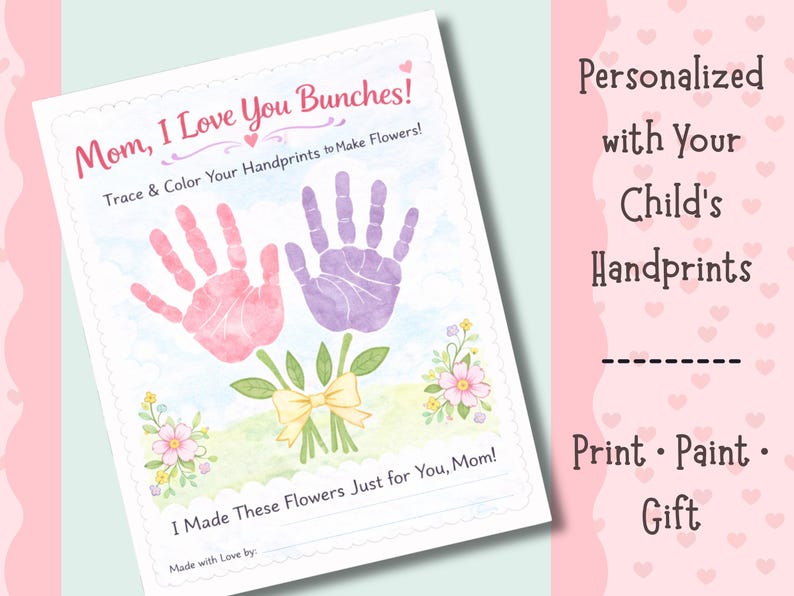 Mother’s Day Handprint Craft Printable | Keepsake Flower Craft for Kids ...