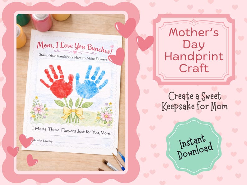 Mother’s Day Handprint Craft Printable | Keepsake Flower Craft for Kids ...